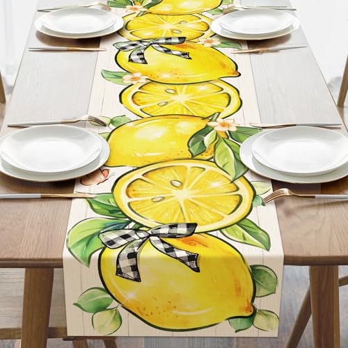 Croar Spring Summer Lemon Dining Table Runner...