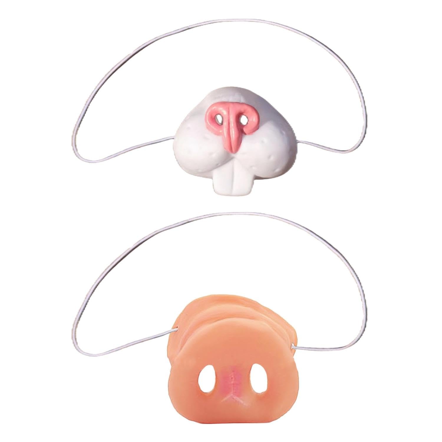 Ubsiuh Pink White 1 Piece Of Rabbit Nose Props And 1 Piece Of Pig Nose Props, Role-Playing Props, Animal Nose Props, Party Costume Accessories.