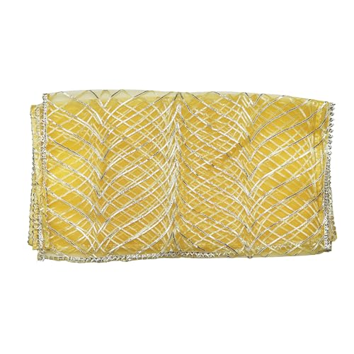 Aditri Creation Yellow Large Decorative Backdrop Cloth Chunari (Size :- 72" X 18") Chunni Indian Traditional Puja Festival Decoration Chunr MATA Ki Chunri for Statue Chowki Aasan Mat Posters Frame - Image 3