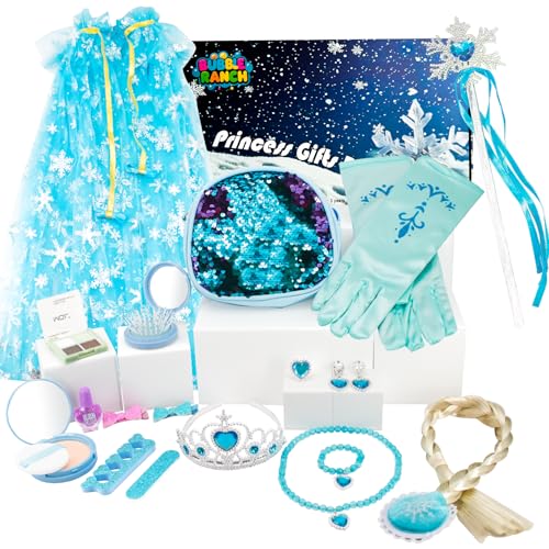 Bubble Ranch Frozen Toys Kids Fake Makeup Sets Dress Up Kit for Girls Princess Accessories Pretend Play Birthday Non Toxic Party Decorations for Toddlers and Age 3 4 5 6 7 8 Year Old