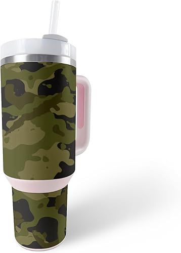 MightySkins Skin - Vaso de vinilo compatible con Stanley The Quencher H2.0 FlowState de 40 onzas, camuflaje verde, protectora, duradera y única,