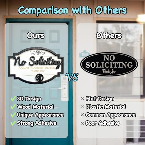 No Soliciting Sign for House, 2 PCS Small Funny No Soliciting Sign for Front Door, No Solicitors Signs for Home Office, Please Do Not Knock Or Ring Doorbell — view 3
