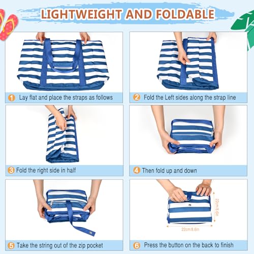 TEUEN Extra Large Beach Bags for Women, Waterproof Sandproof Beach Tote Bag Foldable Swim Pool Bag with Zipper and Wet Pocket by TEUEN - Image 7