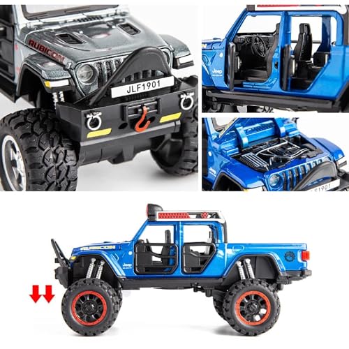 Image of New 1:32 Rubicon Diecast Alloy Metal Pull Back Car with Openable Doors Music Sound and Light Vehicle Toy Car for Kids Boys