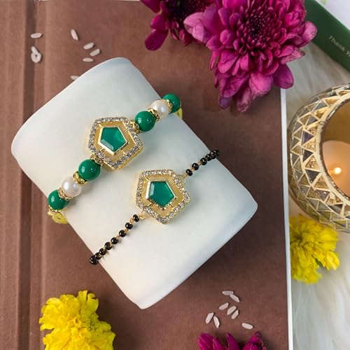 Image of I Jewels Design Rakhi With Roli Chawal & Rakshabandhan Card For Bro /Brother /Bhai