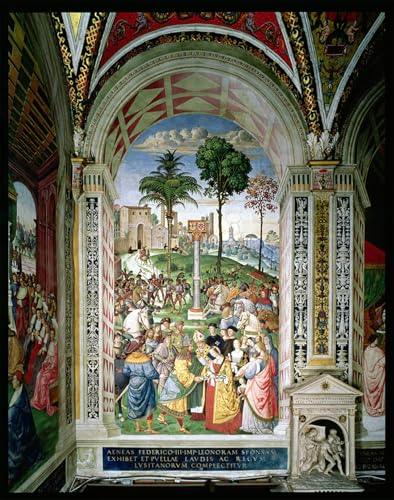 Peinture pour décoration salon Énée Sylvius Piccolomini présente Éléonore d'Aragon 60x90cm