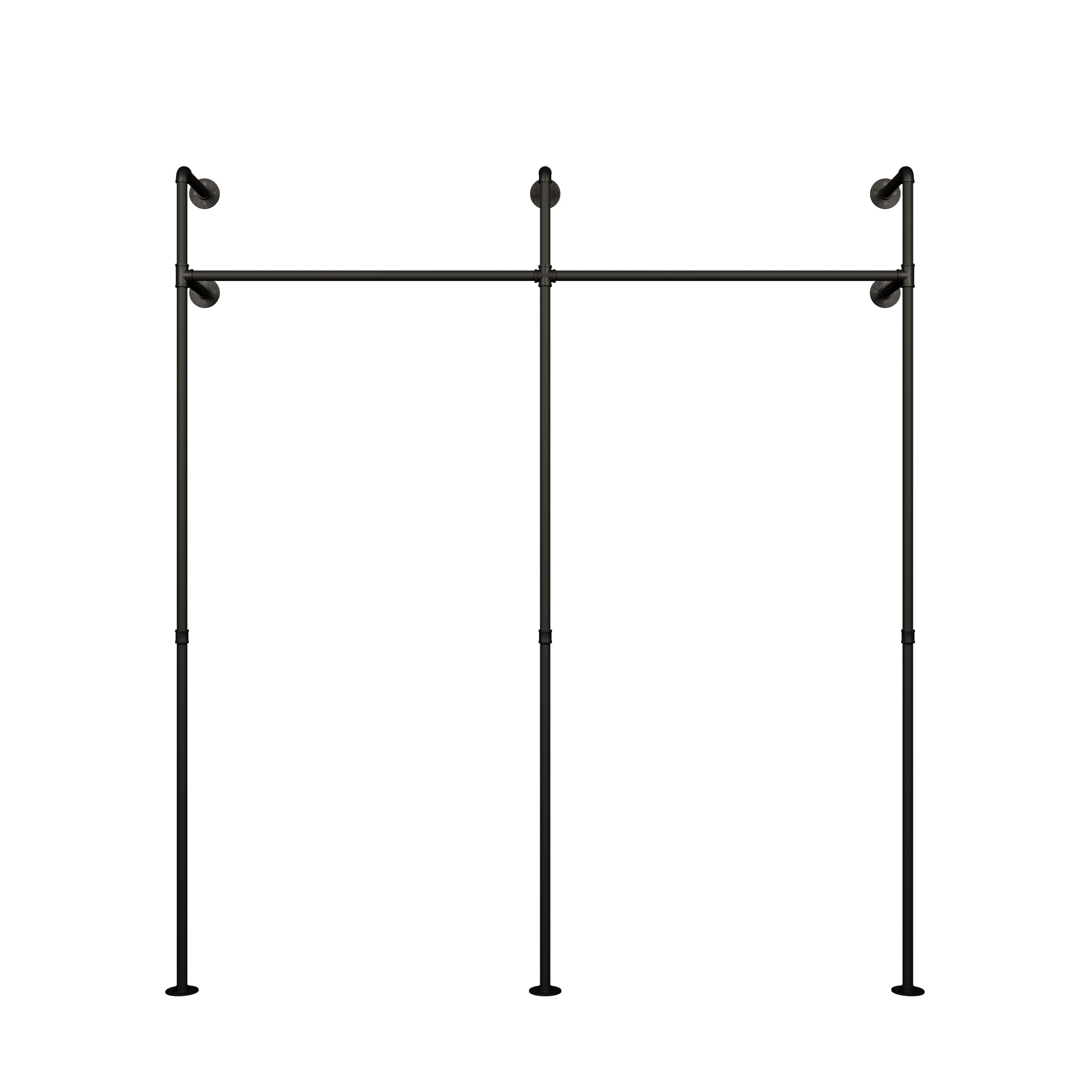 - pamo Industrial Pipe Clothing Rack - 440 lbs Capacity - Wall Mounted Clothes Rack and Walk In Closet for Wardrobe