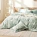 Bedsure Queen Comforter Set - 7 Pieces Floral Sage Green GentleSoft™ Bedding Sets, Queen Bed in a Bag with Botanical Flowers Winter Comforter, Sheets, Pillowcases & Shams