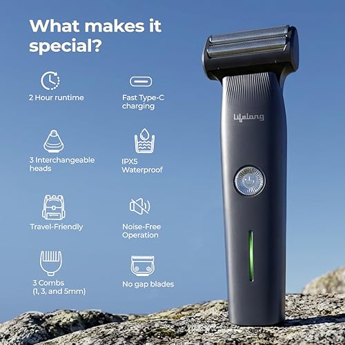 Image of Lifelong Beard Trimmer for Man | Trimmer Men Beard |Cordless Rechargeable Waterproof Skin Friendly All in One Grooming Kit for Beard, Nose, Hair, Body |Shaving Machine with 3Combs, TypeC, 2Hr Runtime