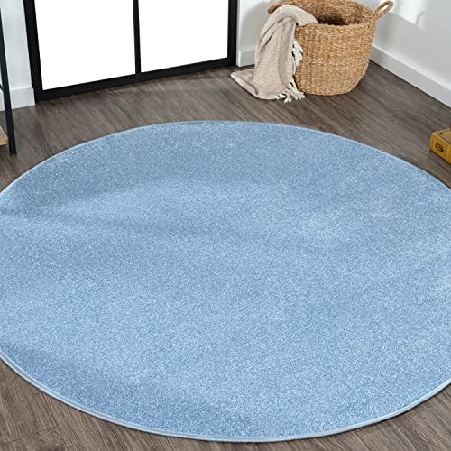 Tapete redondo bajo de pelo corto Classic Blue 5 ft miniatura 1