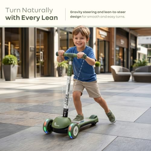 Image of R for Rabbit Road Runner Swift Scooter for Kids with Lights, 3-Level Adjustable Height, PU LED Wheels for 3+ Years Baby Boys & Girls, Up to 75 KG Weight (Military Green)