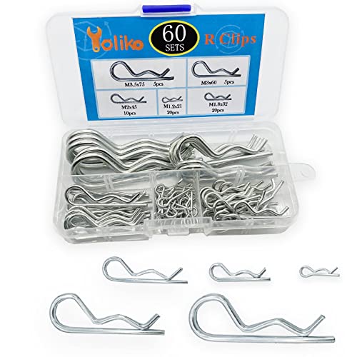 Image of 60 Pcs Hitch Pin Clip R Clips Retaining Pins Tractor Cotter Pin Hair Pin Assortment Spring Clip Retainer Pins Hitch Keeper Pins Kit for Dolly Pins /Trailer Pin Clips /Hand Ttruck Pin Replacement