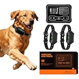 PETHEY Radar Wireless Dog Fence for 3 Dogs – 10-120ft Adjustable Range, Containment System with Sound, Vibration & Static Modes, IPX7 Waterproof Collar for Indoor/Outdoor(2 Collars)