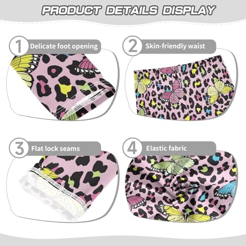 Butterfly Leopard Girls Leggings,Workout Leggings for Girls Toddler Athletic Leggings Size for 3-10T3