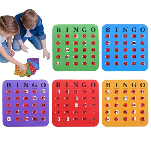 Cartones De Bingo – Papel 17x17,4cm 200g | Cartones De Bingo Deslizantes | Accesorios De Juego Reutilizables | Juego Portátil Familiar Para Fiesta Casa Escuela Oficina Viajes Camping Entretenimiento &
