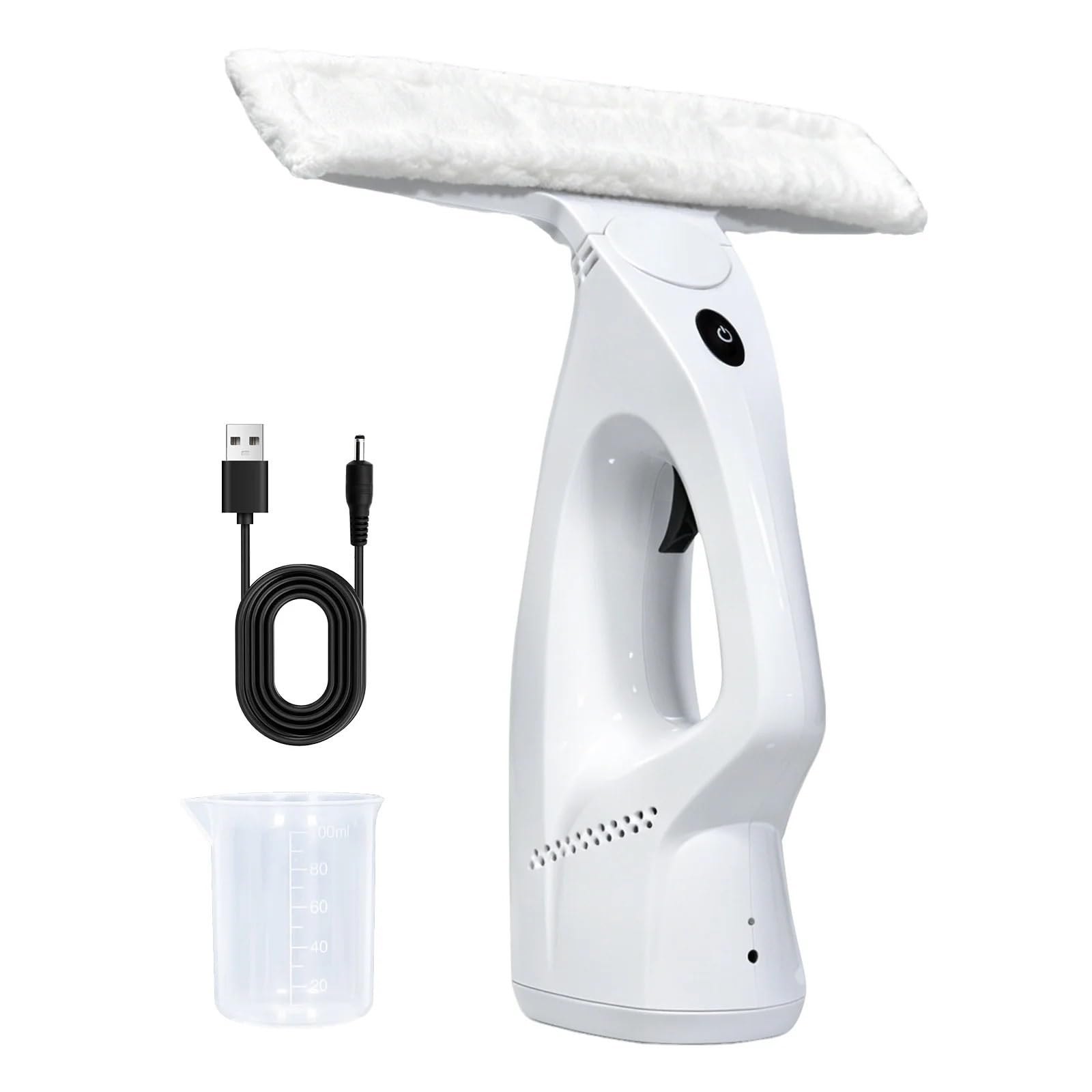 Compatible con superficies de vidrio universales Limpiador de ventanas recargable 3 en 1 inalámbrico, limpiador de ventanas for rociar, limpiar y aspirar ventanas de manera eficiente, blanco