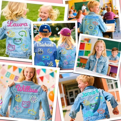 Personalized Kids Denim Jacket with Name,1-8 Years Old Outwear Jacket,Christmas Birthday Gifts for Girls Boys Toddler3