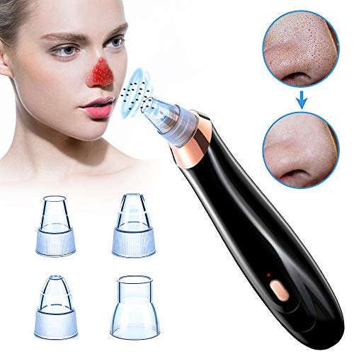 Blackhead Remover Machine - Deep Clean Electric Facial Pore Clean Blackhead Acne Remove Extractor Tool, Newest 5 in 1 Standable USB Rechargeable Microdermabrasion Machine Beauty Device (Black)