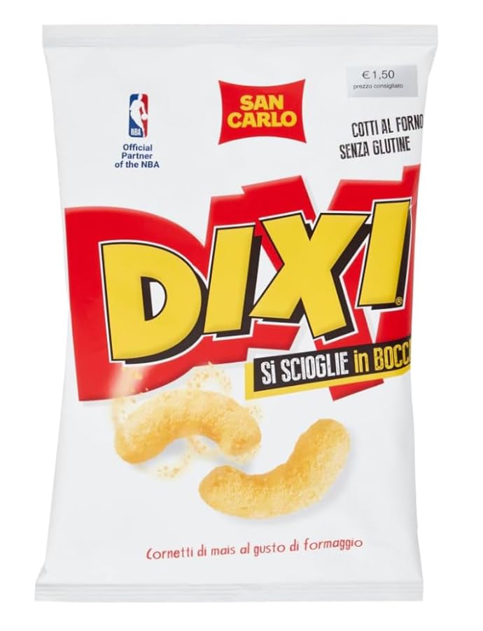 15 x 50g San Carlo Dixi, Cornetti di Mais al Formaggio, Snack Senza Glutine