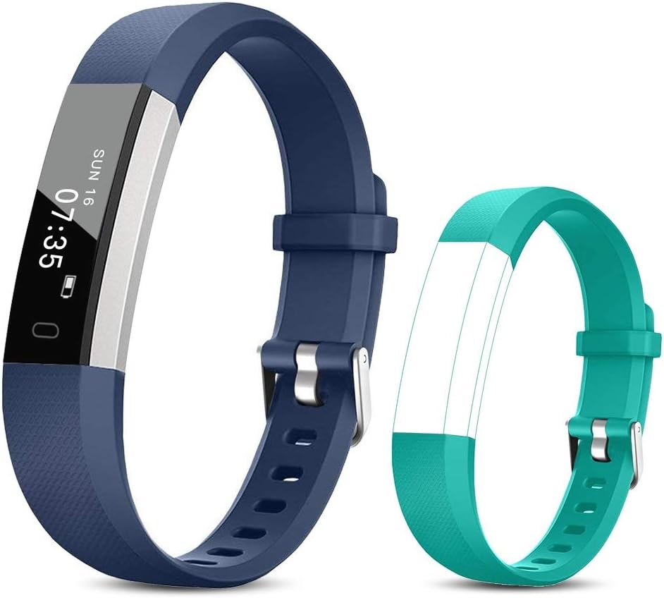 TOOBUR Fitness Activity Tracker Watch for Kids Girls Boys, Pedometer, Calorie Counter, IP67 Waterproof Step Counter Watch with Sleep Monitor and Silent Alarm Clock (Blue Green)