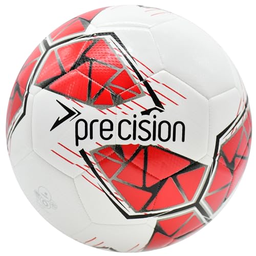 Precision Fusion FIFA Basic Training Ball, All-Weather, IMS Certified, Official, Highly Durable, 3.5mm Eva Foam, White, Red, Grey, Size Ball 4