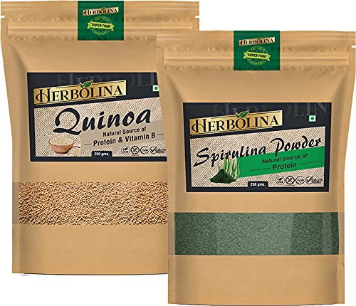 Herbolina Seeds Pack of 500g (Combo of Quinoa Seeds and Spirulina Powder)Each 250g