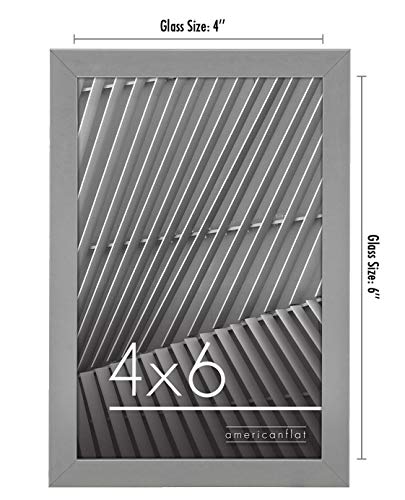 Americanflat 4x6 Picture Frame with Shatter-Resistant Glass - Streamline Collection - Thin Border Photo Frame for Tabletop and Wall Display - Hanging Hardware and Easel Stand Included - Silver