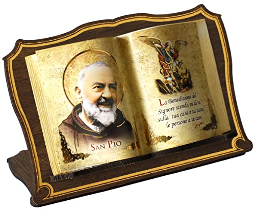 KUSTOM ART St. Padre Pio Type Book Book Printed On Wood Folding With Inserts Ornament Hot Gold 14x9.5 cm, Warm, 14L x 9.5W cm