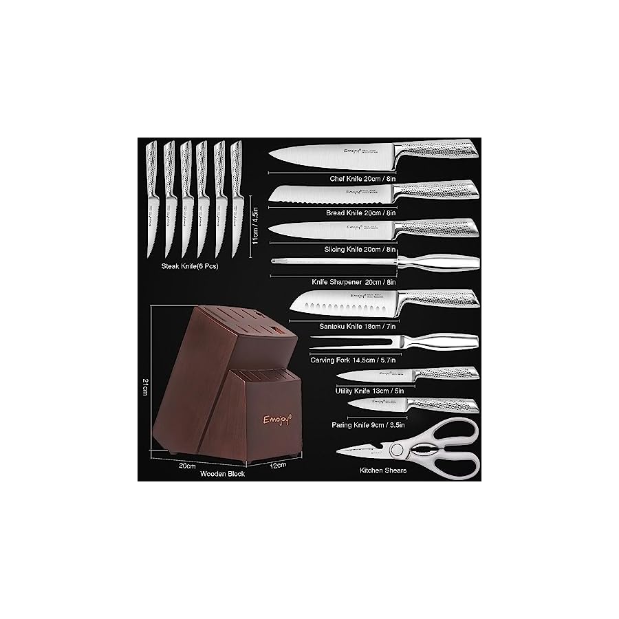 Knife-Set-Emojoy-16-Piece-Kitchen-Knife-Set-with-Block-Wooden-Carving-Fork-High-Carbon-Stainless-Steel-Knives-with-Hollow-Handle-for-Chef-Knife-Set-with-Sharpener-and-Scissors Emojoy 16-Piece Kitchen Knife Set with Wooden Block, Ripple German Stainless Steel Knife Set, Cooking Knives with Sharpener and Scissors,Sliver