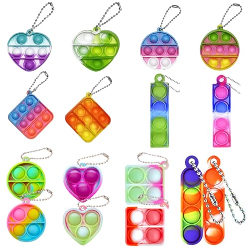 COYUN 16 Pcs Mini Schlüsselanhänger Spielzeug, Pop On It 2 in 1 Fidget...