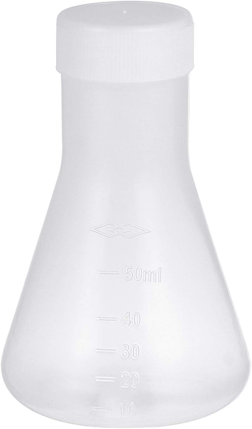 ibasenice Utensilios de Laboratorio Matraz de plástico de 5 Piezas Matraz Erlenmeyer Profesional Matraz de Ciencia Transparente