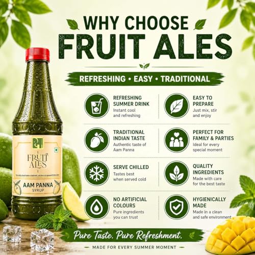 Image of Dhampure Specialty Aam Panna Syrup 750ml | Aam Panna Concentrate | Raw Mango Drink Concentrate | Traditional Indian Summer Cooler | Sharbat Mix for Water, Soda & Mocktails | Makes Multiple Drinks