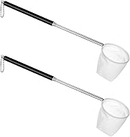Xelsluthe 2PCS 2 Inch Aquarium Shrimp Nets - Extendable Stainless Steel Handle, Fine Mesh for Fish Tank Skimming & Small Critter Catching