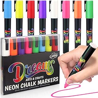Premium Chalk Markers Neon Liquid Chalk Pens 6mm Washable Window Markers Set of 8 Pens Reversible Nibs