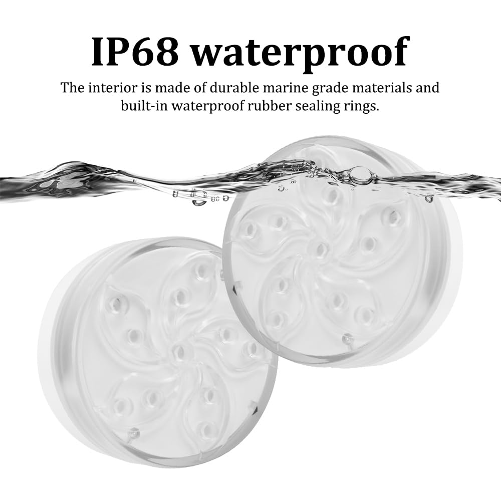 MiOYOOW Set di 2 Luci a LED per Barca, Illuminazione Interna Marina, Impermeabile, 16 Colori e 4 Modalità, Luce Cortesia con Base Magnetica per Pesca a Vela Kayak (non inclusa la batteria)