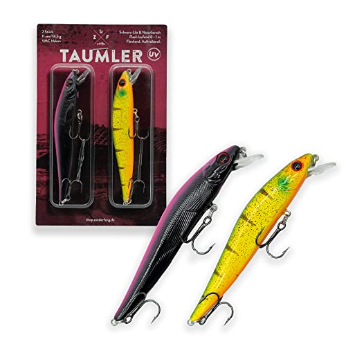 Zanderfang Wobbler Zander TAUMLER - Zanderwobbler Nacht flachlaufend - Wobbler Set 2 Stück in 11cm - 14,5g – UV-aktiv
