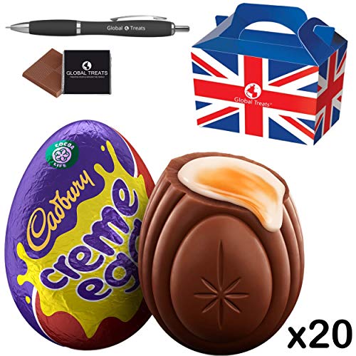 Cadbury CrÃ¨me Egg Gift Box- 20 x 40g chocolate easter eggs of delicious Cadbury Chocolate in a unique Gift Box. Great tasting British Chocolate.