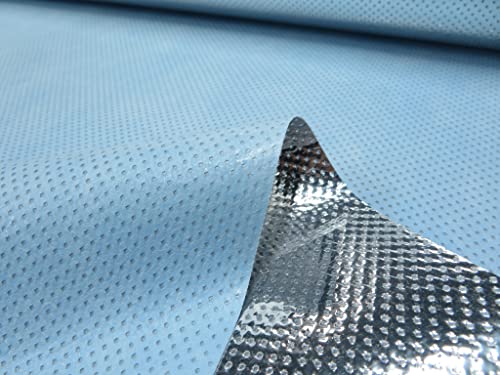 1m単位切り売り N-200 手芸用 保冷 保温 アルミシート 色付き 水色 ライトブルー 約94cm幅 手芸 ハンドメイド ミシン縫い対応 アルミ 保冷シート 保温シート ランチバッグ ペットボトルカバー エコバッグ 保冷バッグ 保温バッグ 作製 布 生地 布地 日本製 やんちゃなキルト屋 aluminum sheet fabric lightblueのサムネイル