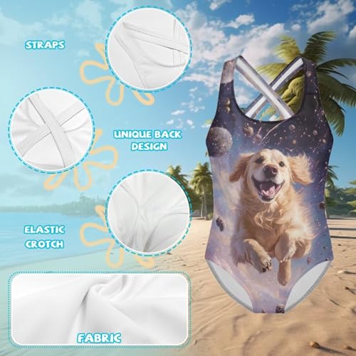 Image of One Piece Swimsuit Girls Cross-Back Bathing Suit 5-14Y Kids Swimwear Cute Swimsuits Sleeveless Bathing Suits