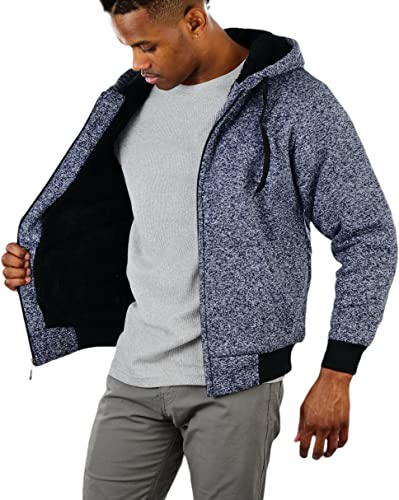 Image of ToBeInStyle Men's Polar Fleece Long Sleeve Zip Up Kangaroo Pocket Cold Weather Hoodie Jacket