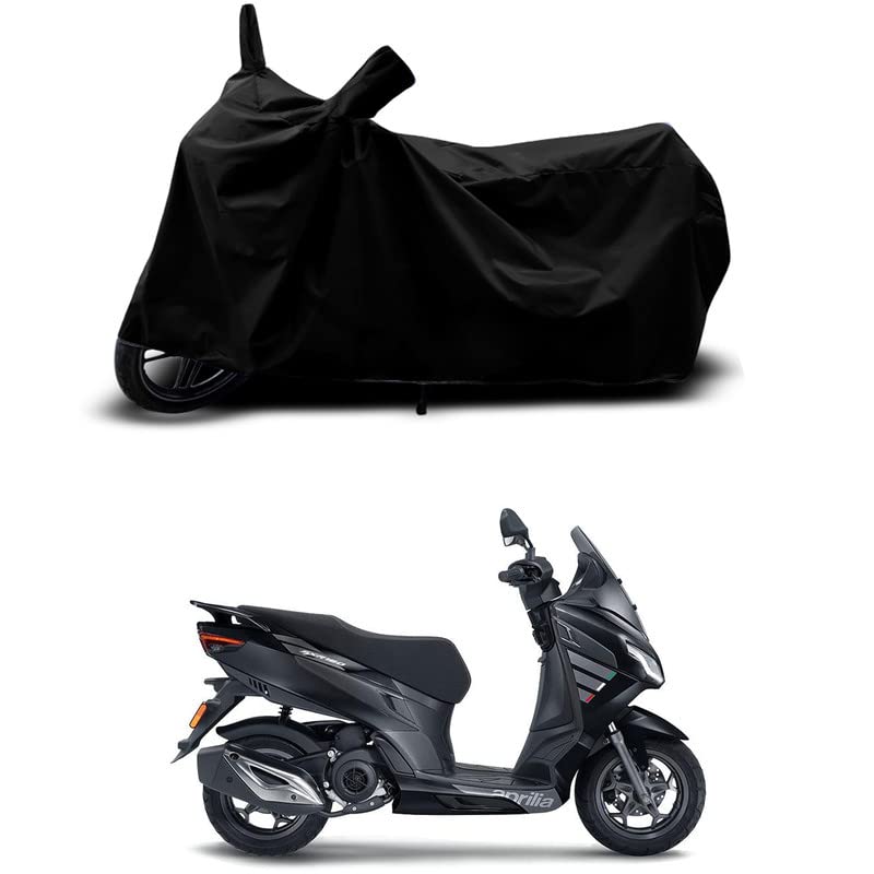 Image of 100% Scratchproof /UV-Rays /Heat Protection /Birds Dropping /Water Resistant /Dust Proof /Waterproof /Full Bike Scooty Two Wheeler Body Cover Compatible for Aprilia SXR 160 All Varients[Black]