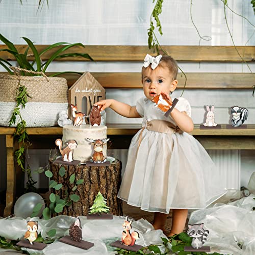 Yaomiao KAS-YAOMIAO-0257 12 Pcs Woodland Animals Wood Table Centerpieces Woodland Creatures Table Decorations Forest Animals Cutout Shapes Creatures Table Topper thumb #4