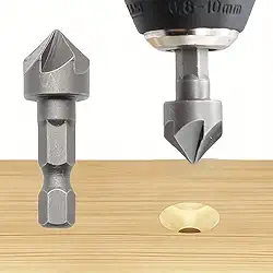 3 peças 1/2 haste hexagonal broca escareada com cinco lâminas 12,5 mm abridor de furo para carpintaria conjunto de brocas de rebarbação