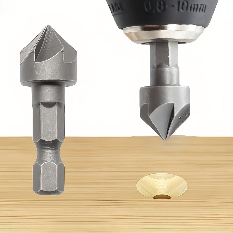 3Pcs 1/2 Hexagonal Shank Five Blade Countersunk Drill 12.5mm Woodworking Hole Opener Spot Facer Deburring Drill Bit Set