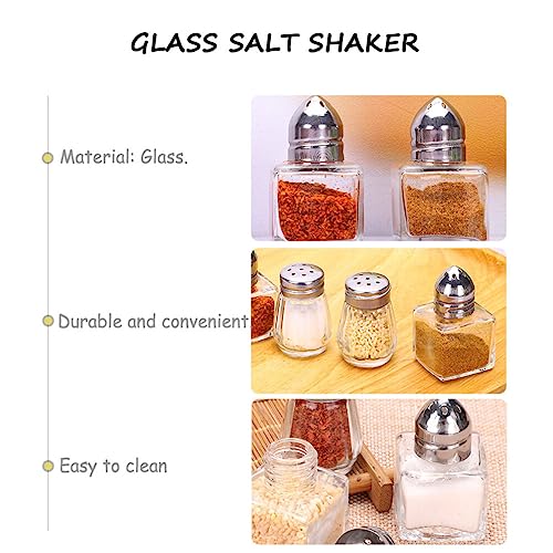 BESTonZON 10pcs Mini Salt and Pepper Shakers Small Cube Glass Spices Shaker Container Bottle Seasonings Condiment Storage Jar with Pour Holes for Kitchen Travel Camp - Image 3