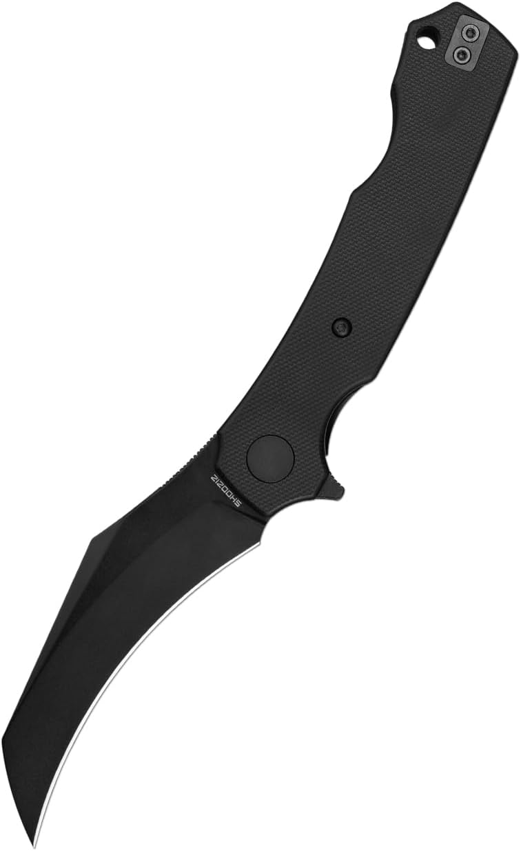 Shooziz-HAN308-BGB,Pikal Folding Karambit Knife for Men with Pocket Clip, PVD 14C28N Hawkbill Blade for Camping.