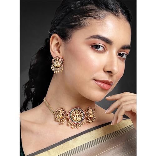 Image of Peora Gold Plated Bridal Jewellery Set with Kamarband Gift for Women Indian Traditional Ethnic Wedding
