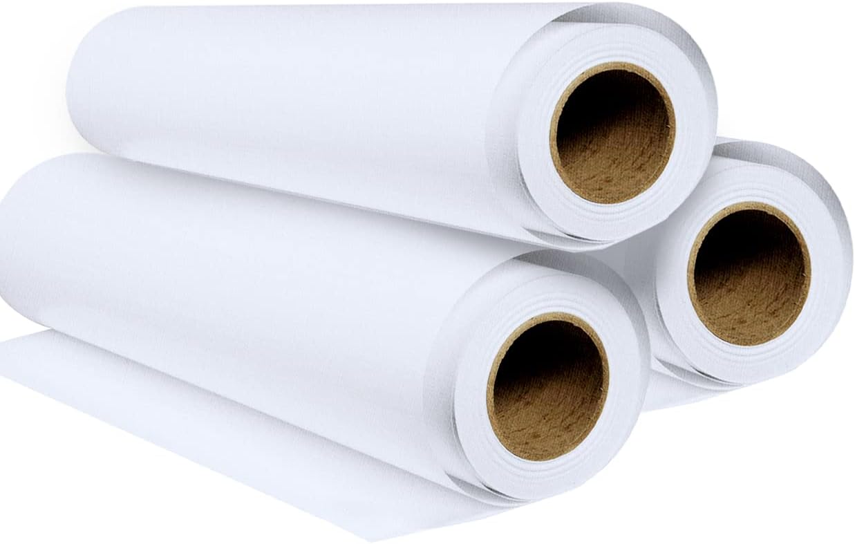 Canvas Roll for Painting 44Inch Wide - 200gsm Inkjet roll of Canvas for Painting Waterproof Matte Polyester Format Epson Canon HP Plotter 1 Roll 44\"x 100' 200GSM