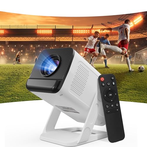 Mini Projector for Bedroom & Outdoor, Smart Android 14 Portable Proyector, 1080P with 4K Support, WiFi 6 Bluetooth 5.4, 210° Rotatable, Auto Keystone, 40-100' Short Throw Movie Projector