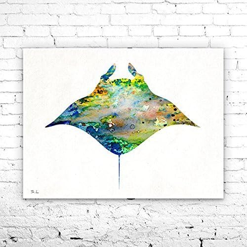 Manta ray Watercolor Print, watercolor painting, watercolor art, Illustration, home decor wall art, Manta ray art, watercolor animal